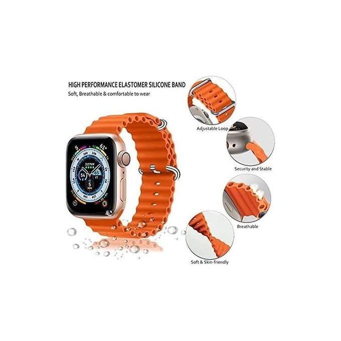 حزام سيليكون ثقوب متوافق مع ساعة ذكية وسلسلة 8 الترا 49 مم 45 مم 44 مم 42 مم - أزرق